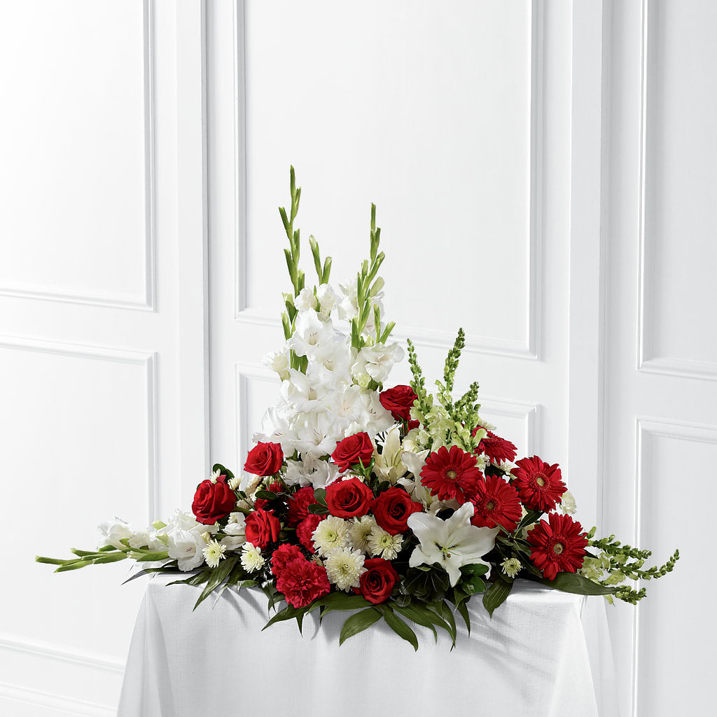 Crimson & White Arrangement – The Flower Basket, Lebanon MO