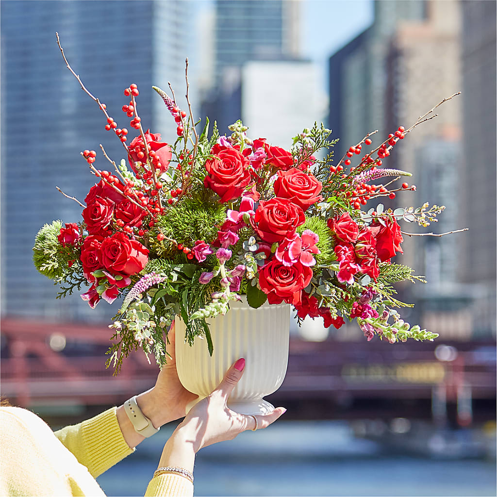 Big Red Bow Bouquet –  The Flower Basket, Lebanon MO