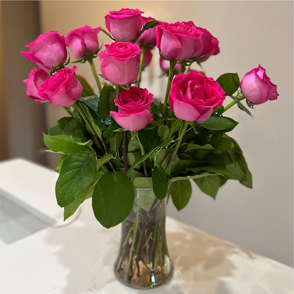 Long Stem Pink Rose Bouquet –  The Flower Basket, Lebanon MO