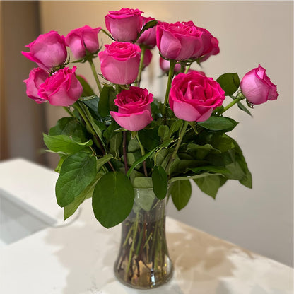 Long Stem Pink Rose Bouquet –  The Flower Basket, Lebanon MO